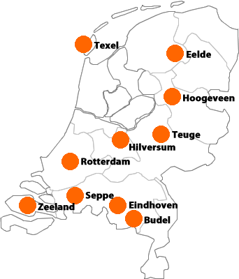 Wij vliegen vanaf Teuge, Lelystad, Hoogeveen, Eelde, Texel, Hilversum, Rotterdam, Seppe, Midden Zeeland, Eindhoven en Budel.